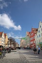 view to old town of Ingolstadt with half timbered historic houses downtown and beautiful renovated facades