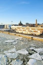 View to Orthodox Assumption Cathedral during the ice drift Royalty Free Stock Photo