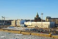 View to Orthodox Assumption Cathedral at sunset in Helsinki