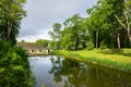 View to the park and bridge of Kuressaare Episcopal Castle in summer morning, Saaremaa island Royalty Free Stock Photo