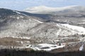 View to parking lot and Spruce peak at Stowe Ski Resort in Vermont