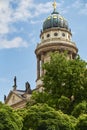 The French Cathedral in downtown Berlin at the historic square Gendarmenmarkt Royalty Free Stock Photo