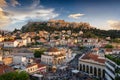 View to the Parthenon Temple of the Acropolis and the old town, Plaka of Athens, Greece Royalty Free Stock Photo