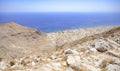 View to Perissa city from Profitis Elias mountain, Santorini, Greece