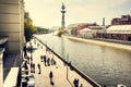 View to the Peter the Great Statue, Park Muzeon, Vodootvodny canal embankment and Krasny Oktyabr former factory, Moscow