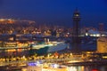 View to Port Vell of Barcelona in night Royalty Free Stock Photo