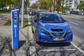 View to a public charging station for environmentally friendly cars with electric drives