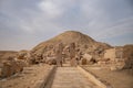 View to pyramid of Unas from archeological remain in the Saqqara necropolis, Egypt Royalty Free Stock Photo