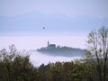 Fall view to Poestlingberg church in Linz