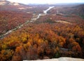 View To Red Colored Trees At Lake Lure And Broad River During Indian Summer From Chimney Rock North Carolina Royalty Free Stock Photo