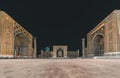 View to Registan Square at Night in Samarkand Uzbekistan