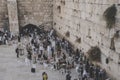 View to the religious men gathering near the Wailing Wall Kotel, Western Wall in Jerusalem Royalty Free Stock Photo