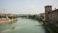 A view to the river Adige from the Old Castle, aka Castelvecchio in Verona, Italy Royalty Free Stock Photo