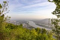 View to river Danube in Vienna, in early morning light Royalty Free Stock Photo