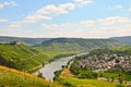 View to river Moselle and Marienburg Castle near village Puenderich - Mosel wine region in Germany