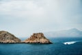 View to rocks of Santa Ponsa in Mallorca island before the storm Royalty Free Stock Photo