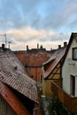 View to the roofs in old town Rotenburg on Tauber,