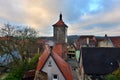 View to the roofs in old town Rotenburg on Tauber,