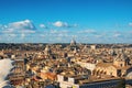 View to rooftops of Rome skyline with from the Monument of Vittorio Emanuele at Piazza Venezia in Rome, Italy