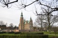 View to Rosenborg Slot Castle and the Kings Garden in Copenhagen, Denmark. February 2020