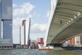 View to Rotterdam city harbour, future architecture concept, bright landscape Royalty Free Stock Photo