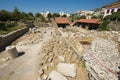 View to the ruins of the Mausoleum of Mausolus, one of the Seven wonders of the ancient world in Bodrum, Turkey. Royalty Free Stock Photo