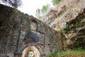 View to ruins of Peribleptos Monastery, abandoned medieval town Mystras, Greece Royalty Free Stock Photo