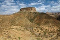 View to the rural surroundings and the hill, on top of which the famous 6-th century Ethiopian Debre Damo Monastery is located in