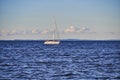 View to a sailing boat at the Greifswalder Bodden at the Baltic Sea