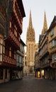 View To The Saint Corentin Church In The Historic District In Quimper Bretagne France