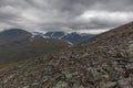 View to Sarek National Park in autumn, Sweden, selective focus