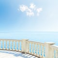 View to the sea from a balcony under clouds Royalty Free Stock Photo