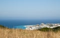 View to the sea and the citycenter from the hill in Rhodes. Royalty Free Stock Photo