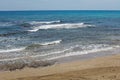 View to the sea, Cyprus, Protaras, May 2018. Beautiful blue sea. Rocks and mountains.