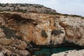 View to the sea, Cyprus, Protaras, May 2018. Beautiful blue sea. Rocks and mountains.