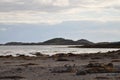 View to the sea and mountains in Torget island in BrÃÂ¸nnÃÂ¸y, Nordland on summer evening