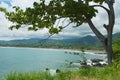 View to the seaside with the black volcanic lava beach in Jaco, Costa Rica.