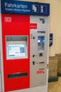 HANNOVER, GERMANY - August 03, 2019: Self service ticket machine from Deutsche Bahn at central station of Hannover Royalty Free Stock Photo