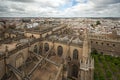 View to Seville cathedral and the city from Giralda