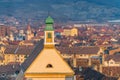 View to the Sibiu church rooftops in the center of the Sibiu, Romania Royalty Free Stock Photo