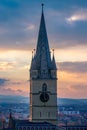 A view to the Sibiu Lutheran Cathedral of Saint Mary in the Transylvania region, Romania Royalty Free Stock Photo