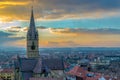 A view to the Sibiu Lutheran Cathedral of Saint Mary in the Transylvania region, Romania Royalty Free Stock Photo