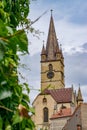 A view to the Sibiu Lutheran Cathedral of Saint Mary in the Transylvania region, Romania Royalty Free Stock Photo