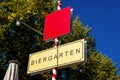 Sign of Biergarten to take a refreshment, seen on Weserpromenade Schlachte