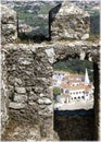 A view to Sintra, Portugal from the walls of Moorish Castle. Royalty Free Stock Photo