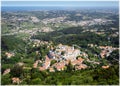 A view to Sintra, Portugal from the walls of Moorish Castle. Royalty Free Stock Photo