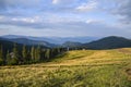 View to the ski lift on the background of a beautiful summer day on the famous ski resort. Dragobrat Carpathian mountains Royalty Free Stock Photo