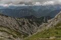 View to Slovenia from path to Mittagskogel hill in cloudy summer day Royalty Free Stock Photo