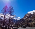 view to a small village in the swiss alps