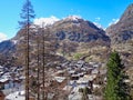 view to a small village in the swiss alps Royalty Free Stock Photo